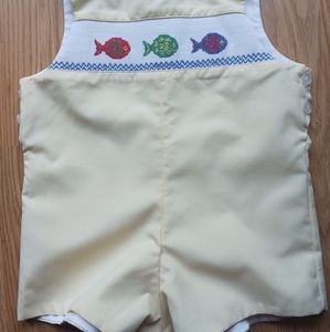 Betti Terrell yellow smocked Jon Jon, size 18 months